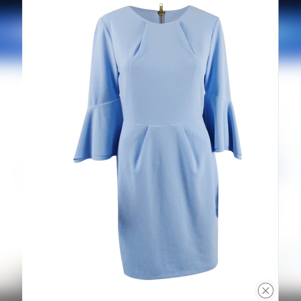 Betsy & Adam Powder Blue Dress with Puff Sleeve